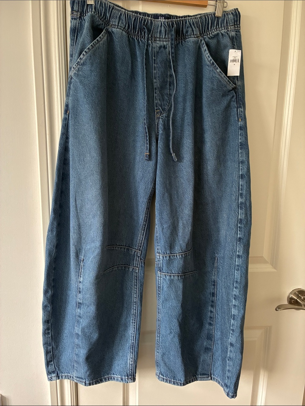 GAP women’s barrel Relaxed Drawstring Waist Blue Denim Jeans